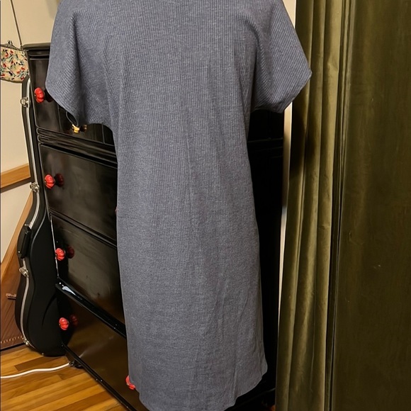 Eileen Fisher Blue Gray Relaxed ribbed T-Shirt Tunic - Picture 3 of 4